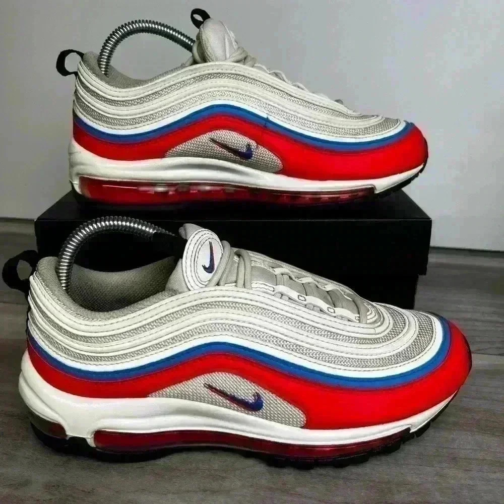 Nike Air Max 97 Womens‎ 8 Double swoosh white/bright crimson/Photo Blue